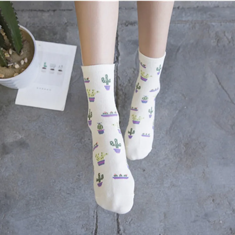 Носки для девочек С КАКТУСОМ теплые зимние хлопковые нескользящие эластичные