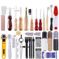 lmdz leather craft tools kit hand sewing stitching punch carving work saddle leather craft accessories diy leather tools