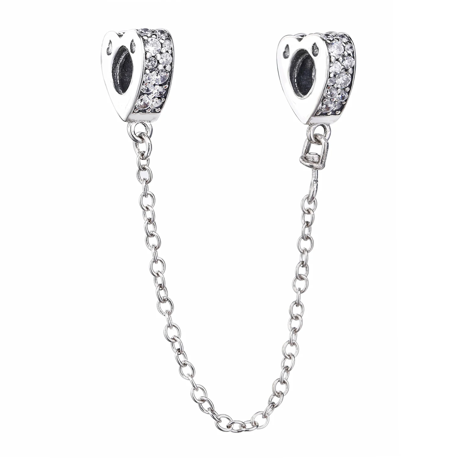

Ajax Real 925 Sterling Silver Heart Safety Chain Charm For Women Bracelet Fashion Jewelry Accessories Beads Decoration