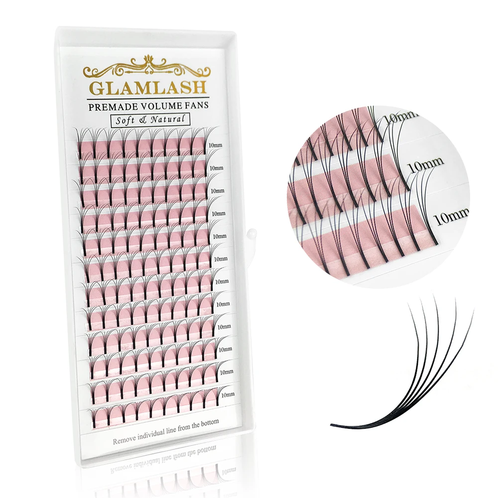 GLAMLASH 2D-6D premade volume fans Long Stem False Lashes Korea Silk Individual Eyelash Extension Handmade Natural Mink