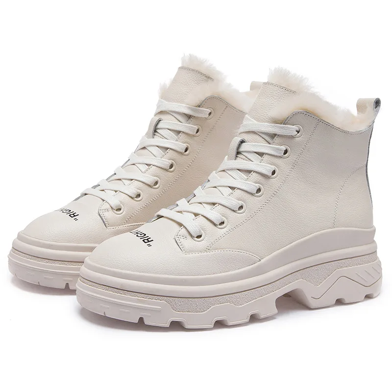 Women Boots Soft Genuine Leather Outdoor Shoes Motorcycle Street Outdoor Style Girls High Tube Boots Women Shoes Snow Boot