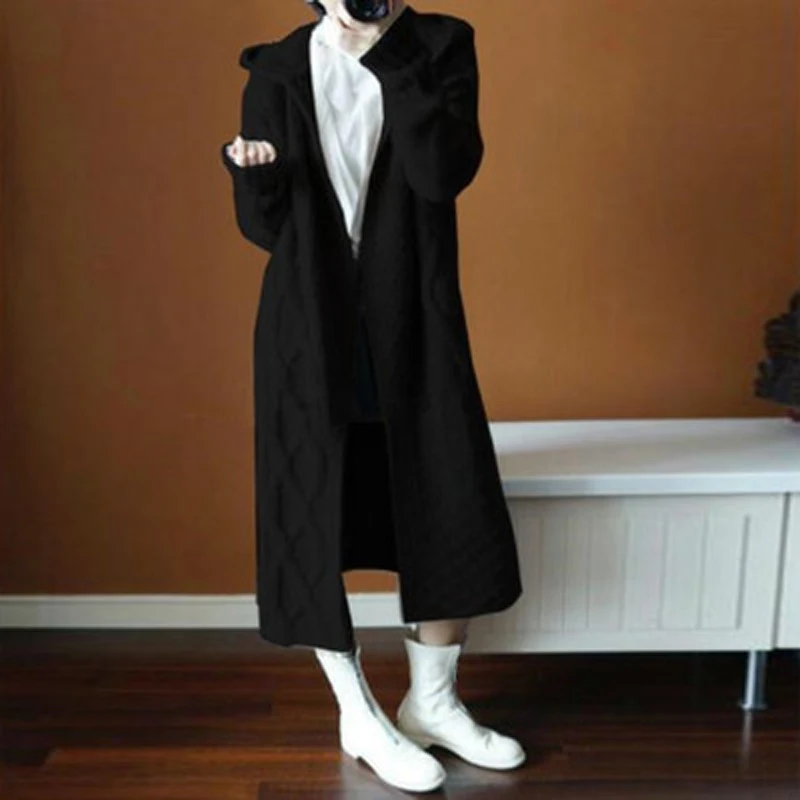 Осенне зимнее новое пальто с капюшоном кашемировый кардиган свитер для женщин