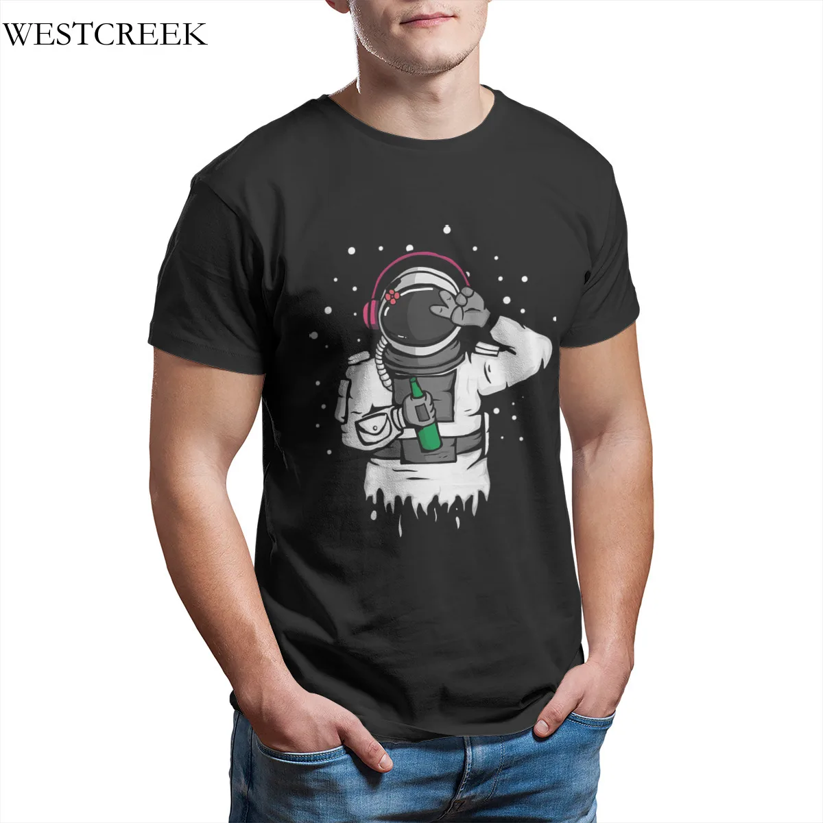 

Wholesale Men's T-Shirt Music Astronaut and Peace Print Couples Matching Top quality Custom T-Shirt 33334