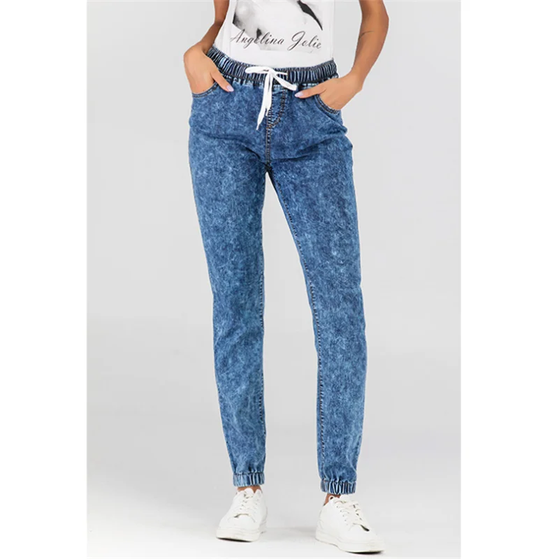 

Fashion Casual Women Drawstring Denim Pants Skinny Ankle Tie Elastic Jeans Plus Size Tie Slim Stretchy Loose Denim Pants 5xl