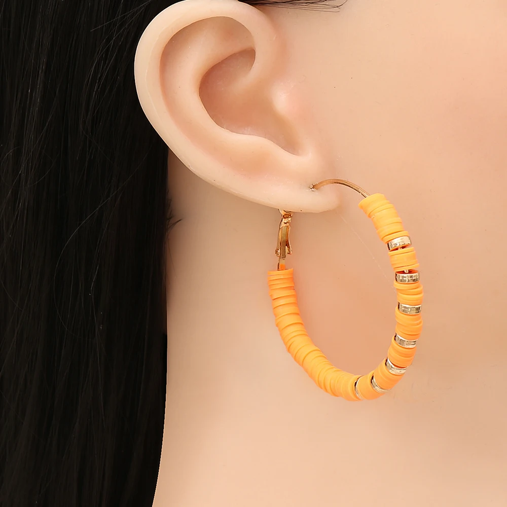

Wholesale Polymer Clay Earrings New Colorful Cc Za Women Vintage DIY Big Hoop Earrings Lovely Engagement Jewelry Dropshipping