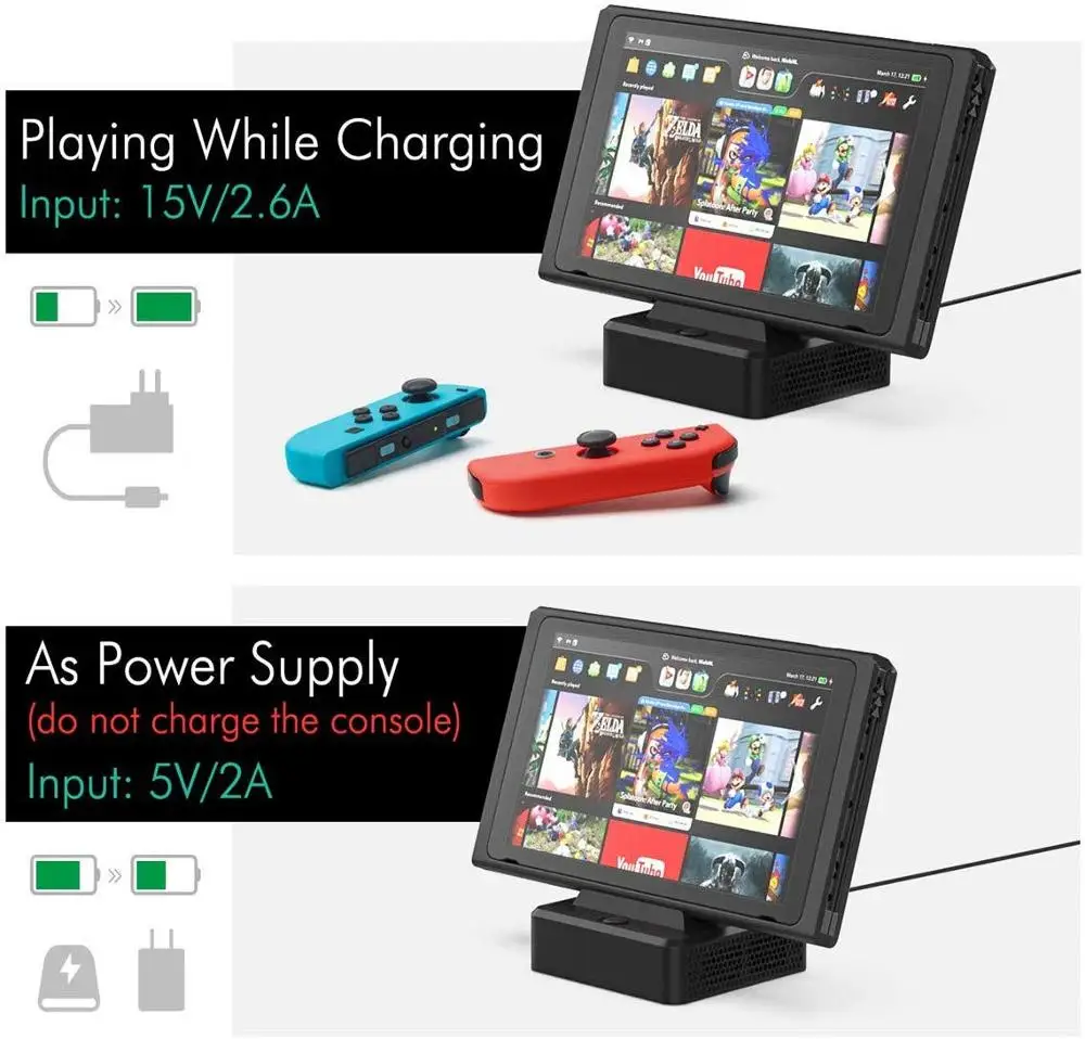 Зарядная док станция для Nintendo Switch с портом USB Type C и поддержкой передачи данных
