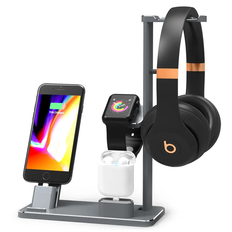 

Missgoal 3 In 1 Wireless Charging Headset Stand Multifunctional Headphone Desktop Holder Earphone Bracket For Apple Watch