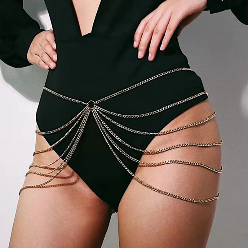 Цепочка на живот Женская золотистая пикантный пояс массивное Ювелирное