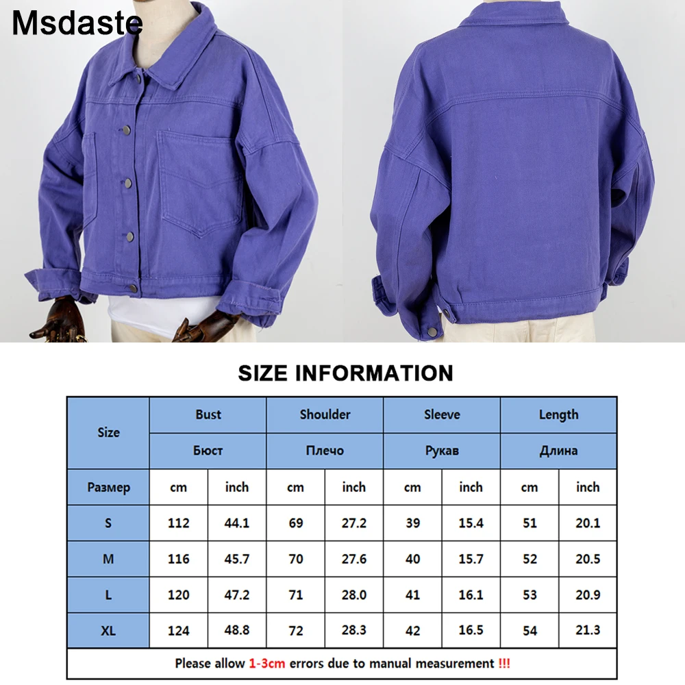 Women Denim Coat New Spring and Autumn Jacket Korean Loose Short Jeans Outerwear Purple Student Jackets Candy Boyfriend Tops images - 6