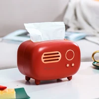retro radio model tissue box desktop paper holder vintage dispenser storage napkin case organizer ornament craft