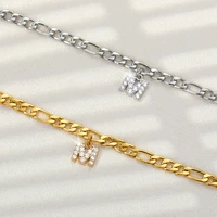 fashion crystal initial letter anklets for women stainless steel anklets leg chain alphabet foot accessories boho beach jewelry