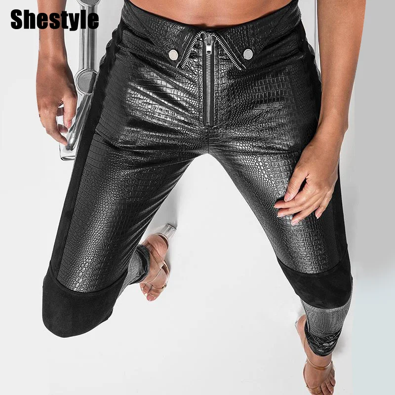 Женские брюки карандаш Shestyle черные повседневные Элегантные из искусственной