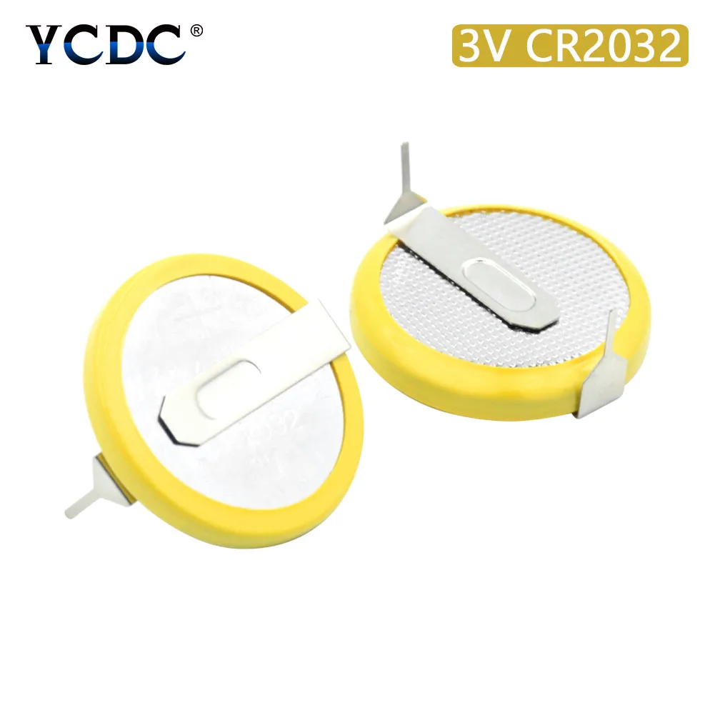 

YCDC 2-16Pcs 3V CR2032 Button Cell Batteries with 2 Soldering Pins Single Use for Motherboard Calculator Toy cr2032 Part Battery