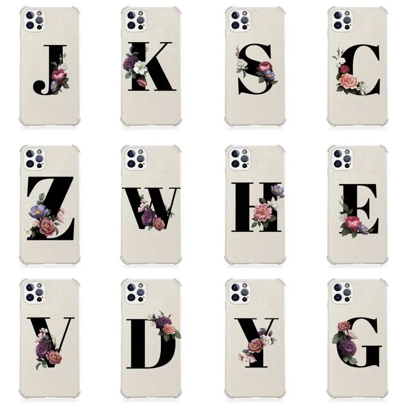 

ins Alphabet Letter Flower Phone Case Lambskin Leather For iphone 12 11 8 7 6 XR X XS PLUS MINI PLUS PRO MAX Shockproof