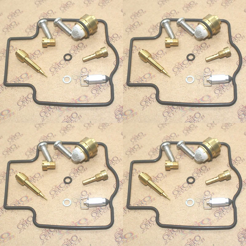 

4SET For ZXR750 1989-1995 ZXR 750 Carburetor Repair Kit Seal Main Slow Jets Air Mixture Screws Float Valves