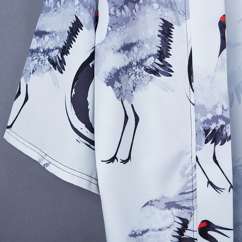 #5013 Летнее белое кимоно кардиган куртка мужское тонкое свободное винтажное