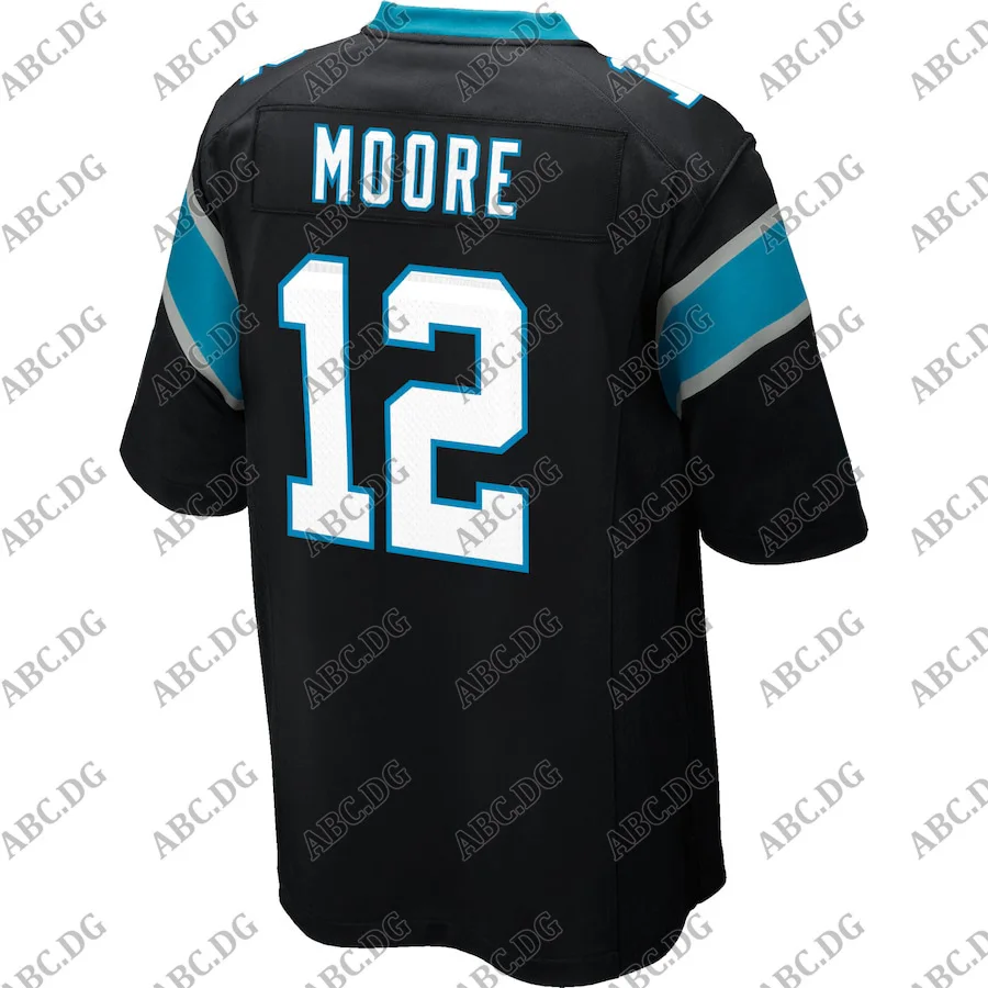 

Customized Stitch American Football Jersey Men Women Kid Youth Carolina DJ Moore Black Game Player Jersey