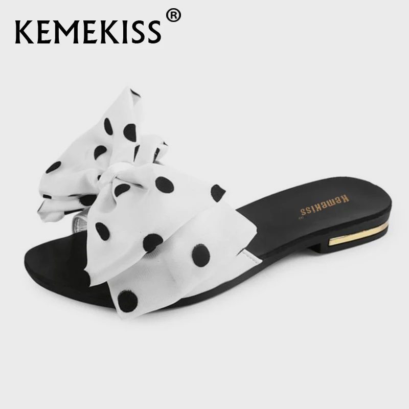 KemeKiss/женские сандалии на плоской подошве Тапочки с галстуком-бабочкой Сандалии
