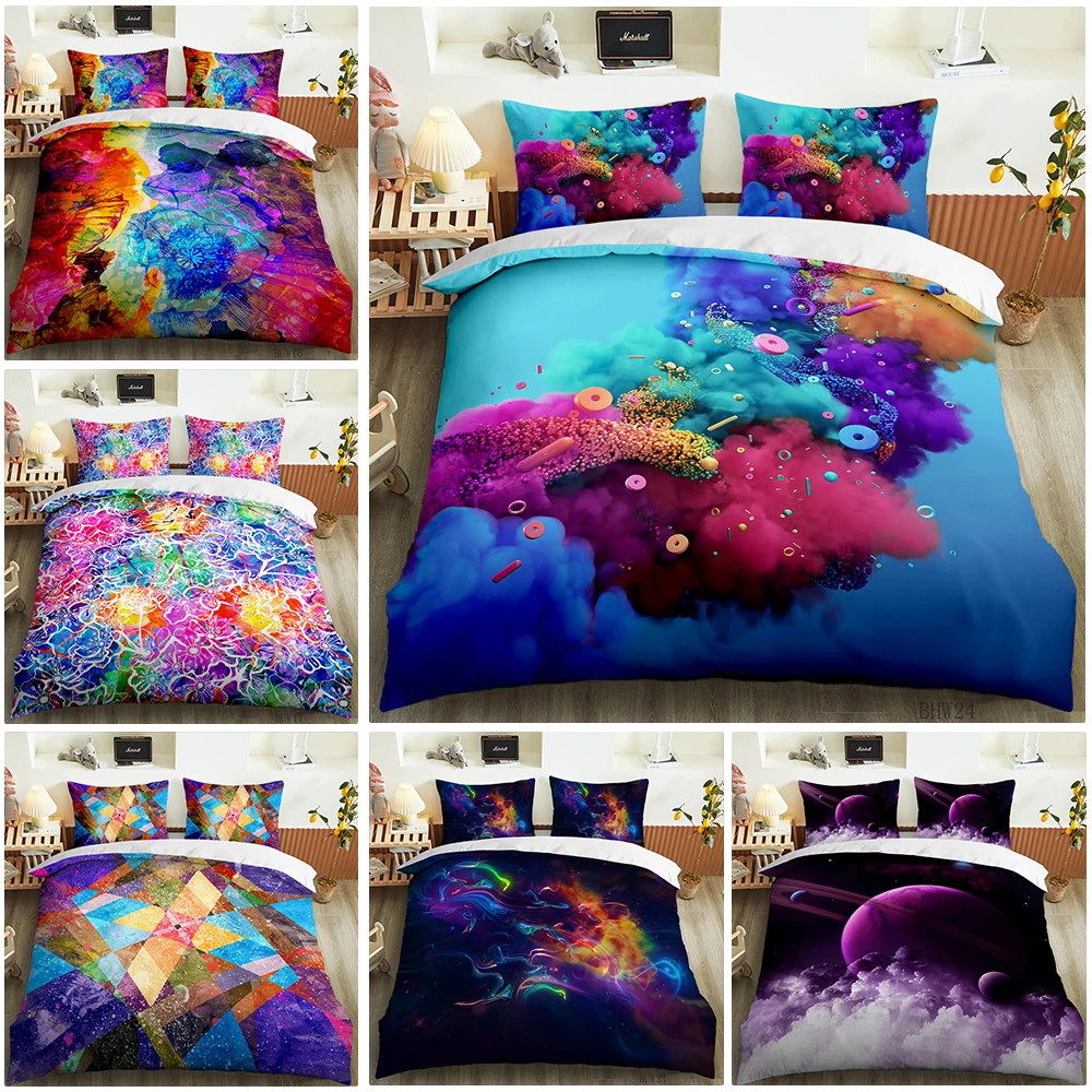 

Комплект постельного белья с 3D принтом, удобное Двухспальное белье с красивым визуальным эффектом, пододеяльник, наволочка, очень большой размер