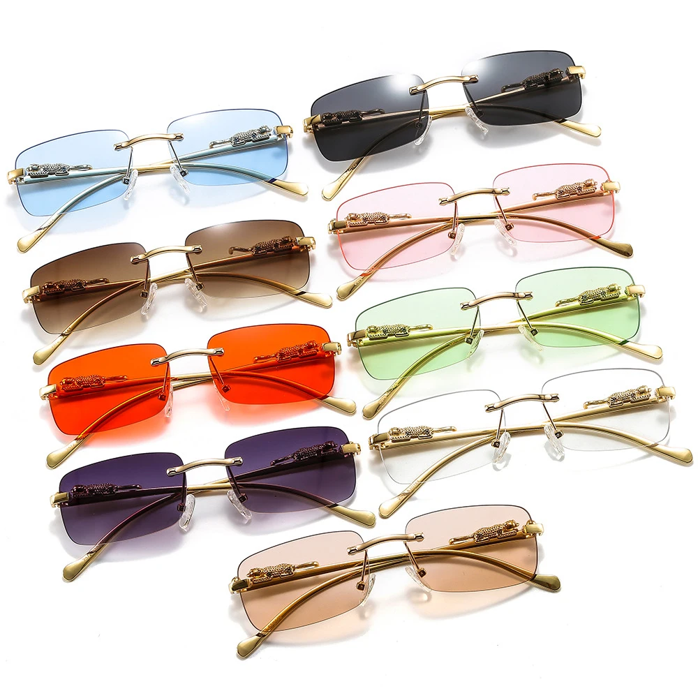 

Солнечные очки MY Retro без оправы UV400 для мужчин и женщин, прямоугольной формы, небольшие брендовые дизайнерские темные очки без оправы в стиле...