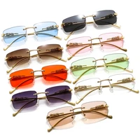retro rectangle sunglasses women brand designer small punk rimless sun glasses men uv400 frameless shades eyewear 2022