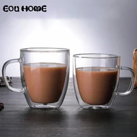 450ml double wall glass cup beer coffee mugs handmade drink insulation mug tea milk fruit juice cup creative gift drinkware
