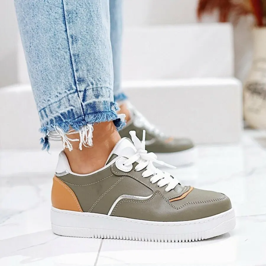 

Sneakers Women Limoya Octavia Green And Tan Casual Sneakers