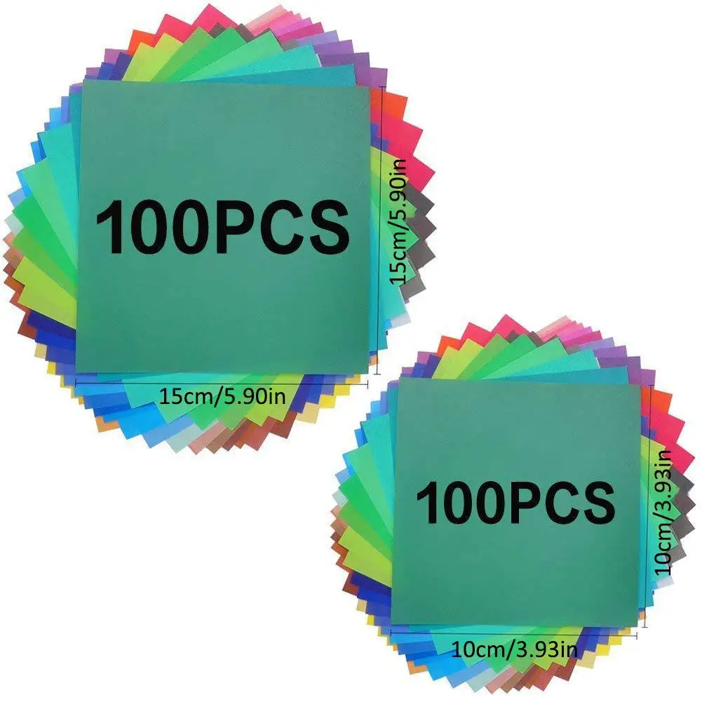 200 шт квадратная бумага Оригами 2 размера 50 ярких цветов Складная с 100 Пластиковые