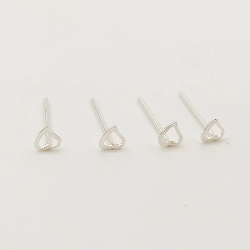 925 пробы Серебряное пустое сердце носа серьги-гвоздики я PIN изгиб доступны из 20