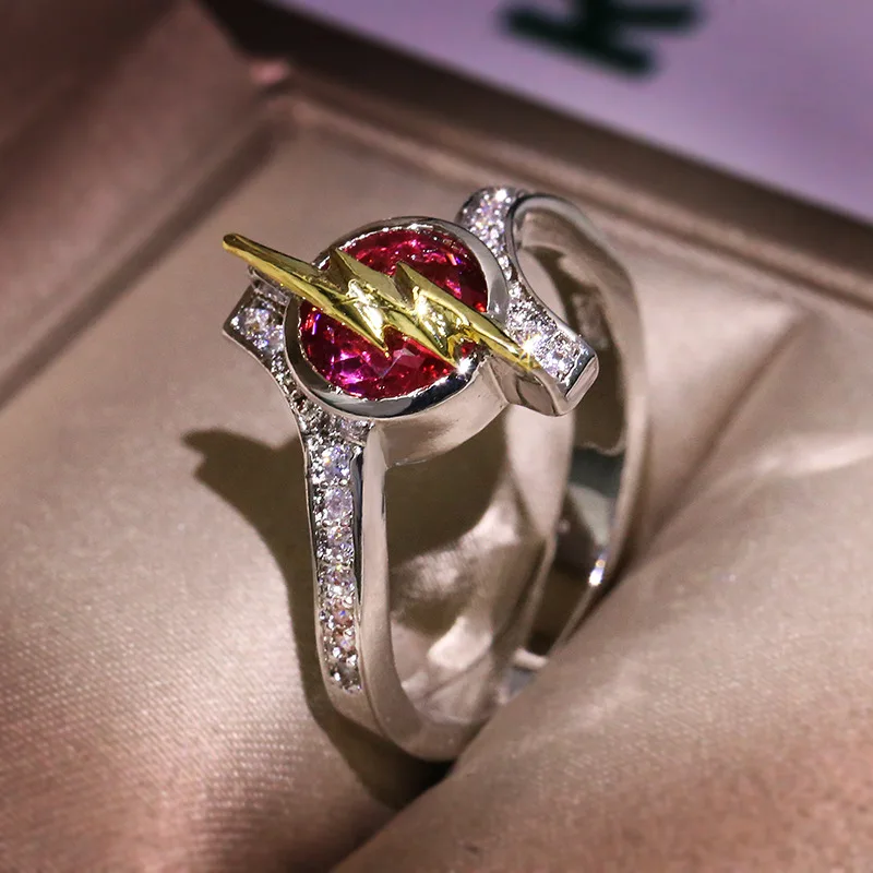 Delicate Cute Elf Ball Red Rhinestone Rings For Women Girl Fashion Jewelry Thin Bright CZ Wedding Anillos Z4T259 | Украшения и