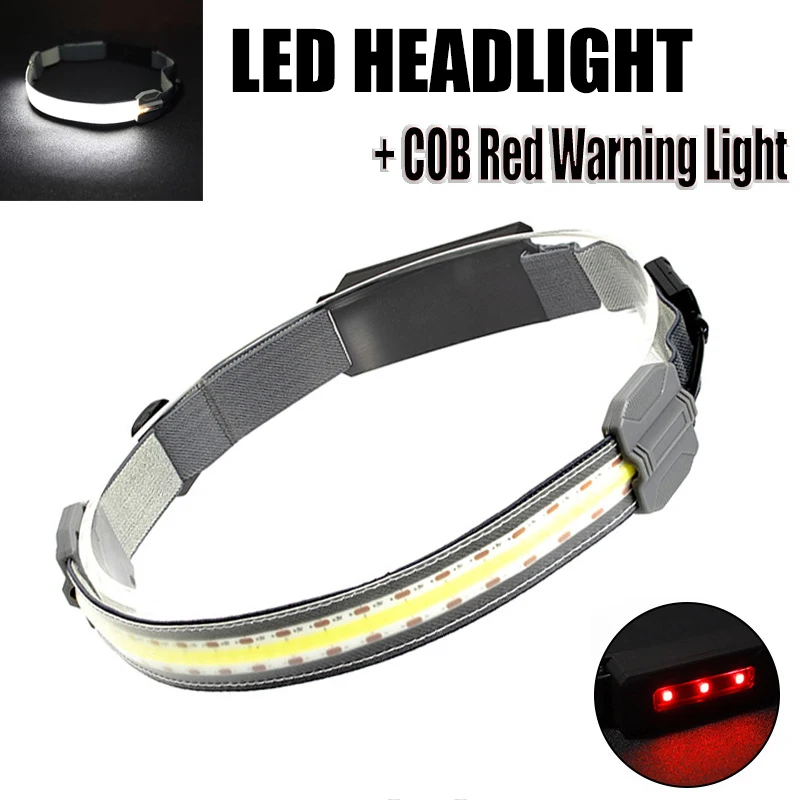 

Super Bright Headlamp USB Rechargeable With COB Warning Headlight Flashlight Built-in 2400mah Lamp for Camping Running Fishing