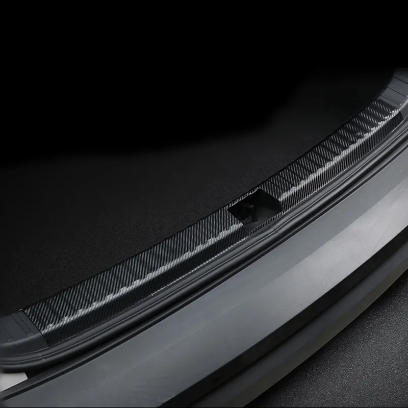 Carbon Fiber Printed Microfiber Leather Car Rear Trunk End Trim Bumper Protection Sticker Scratch Cover for Skoda Kodiaq Styling |