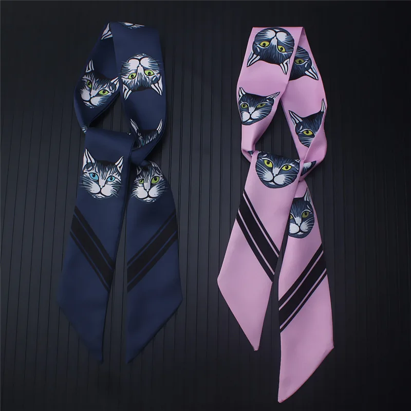 Женский шелковый шарф с леопардовым принтом маленькие длинные узкие шарфы