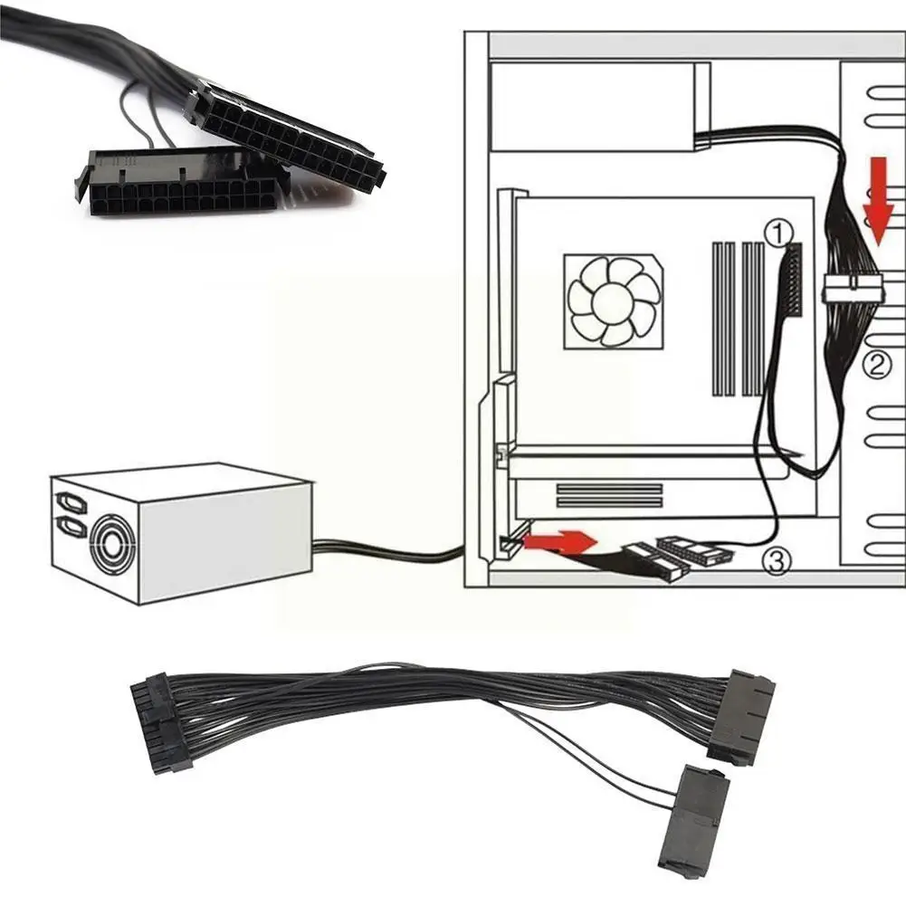 

24pin Synchronous Power Cord Dual PSU Cable Extension Power Sync Chassis Supply Start Synchronously Starter ATX the Adapter