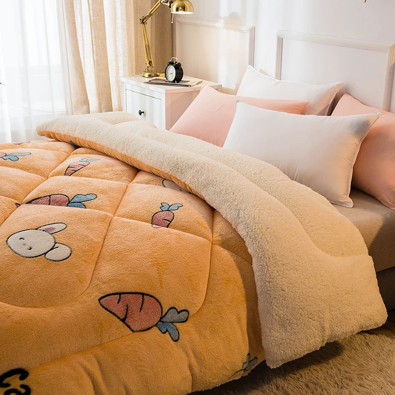 

Super Warm Lamb Quilt Winter Blanket 5 Kg Double-sided Velvet Quilt Thicken Warm Autumn Plush Comforter Cute Style Spring Quilt