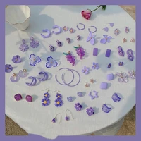 origin summer multiple styles asymmetric purple flower dangle earings for women temperament star earings jewelry accessories