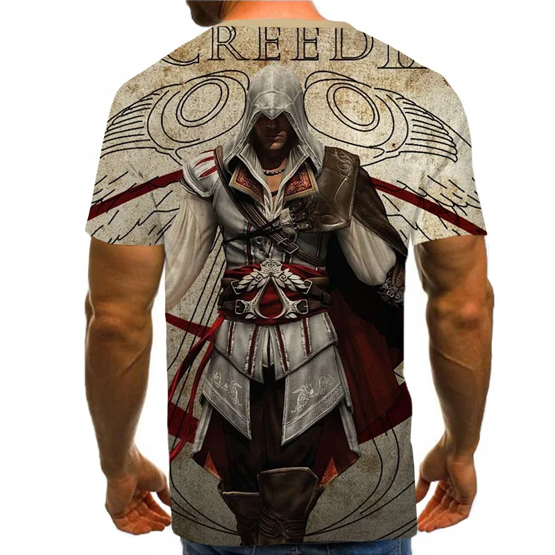 Повседневная футболка в стиле хип-хоп, Женская/Мужская футболка, Assassins Creed, короткий рукав, забавная 3D футболка, летние топы, футболки, harajuku, модная футболка