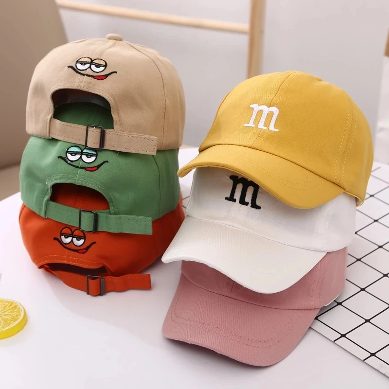 

Girls Boy for Baseball Cap Hats Sunscreen Baby Hat Hip Hop M Letter Embroidered Cute Kids Caps 1-6Y Children Peaked Cap