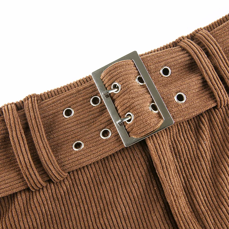 

Velvet Indie 2000s Aesthetic Gothic Skirt Vintage Y2K Corduroy Mini Skirts with Belt Low Rise Chic Fashion Short Bottoms Autumn