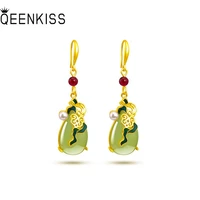 qeenkiss eg516 2021 fine jewelry wholesale hot fashion woman girl bride birthday wedding gift water drop 24kt gold drop earrings