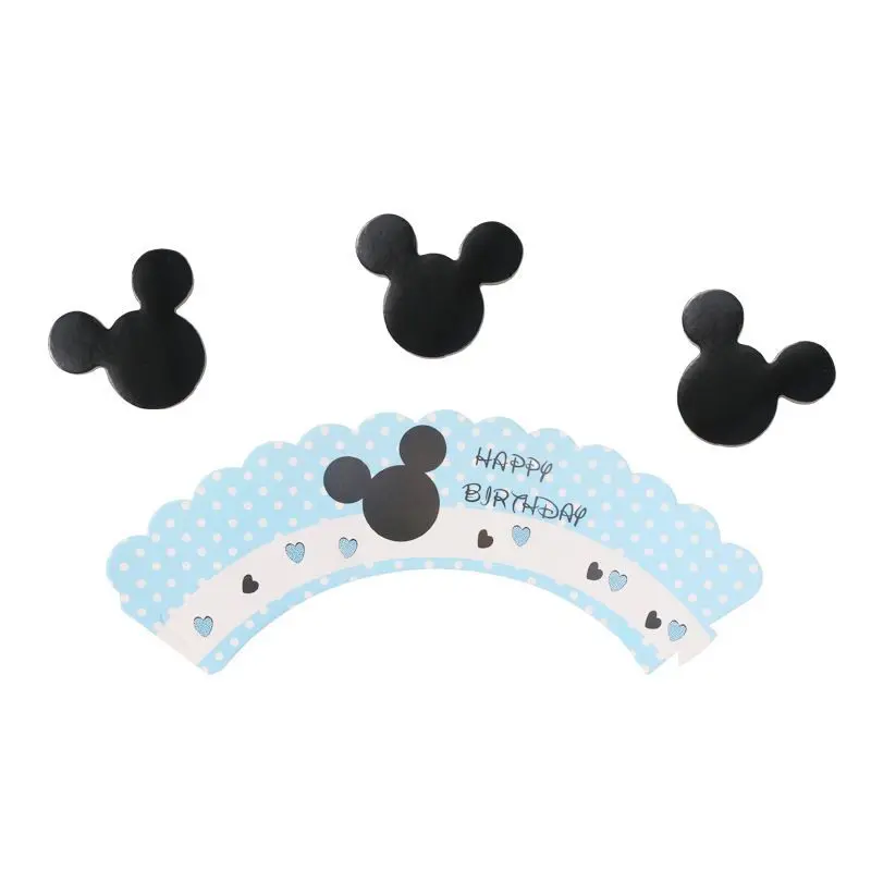 Mickey 24 шт. Дисней Микки Маус Мультяшные игрушки для дня рождения аксессуары для украшения торта Минни обертки для кексов и украшения на Рождество поставки - Цвет: Mickey