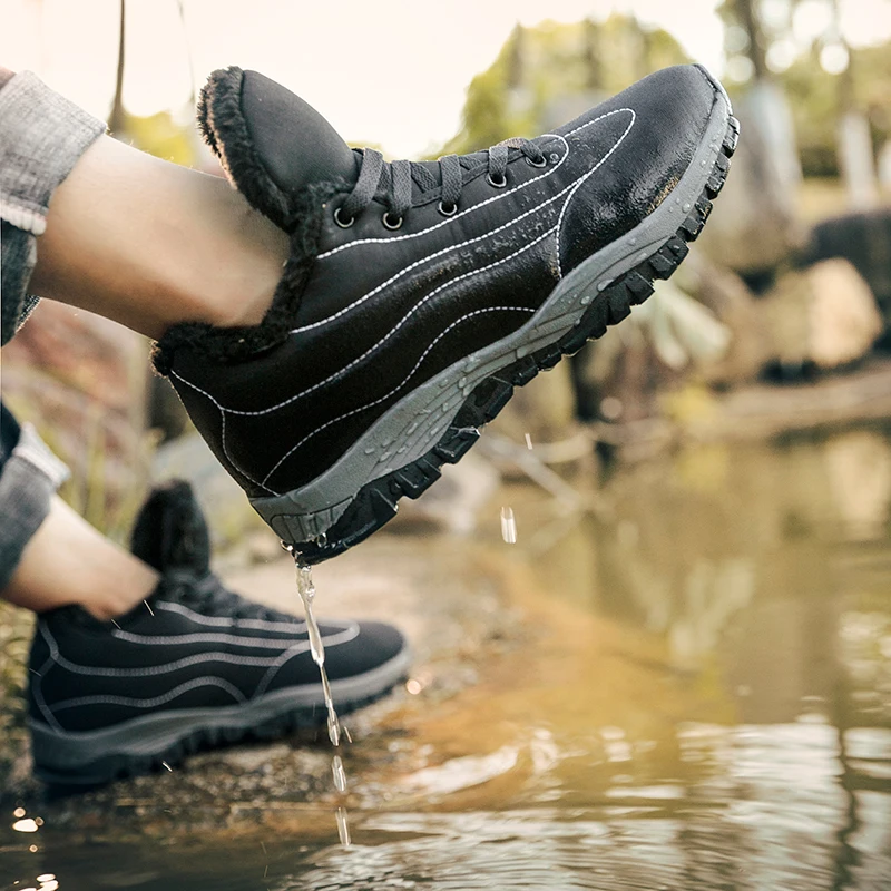 Модные зимние сапоги Для мужчин 46 обувь на снежную погоду теплые