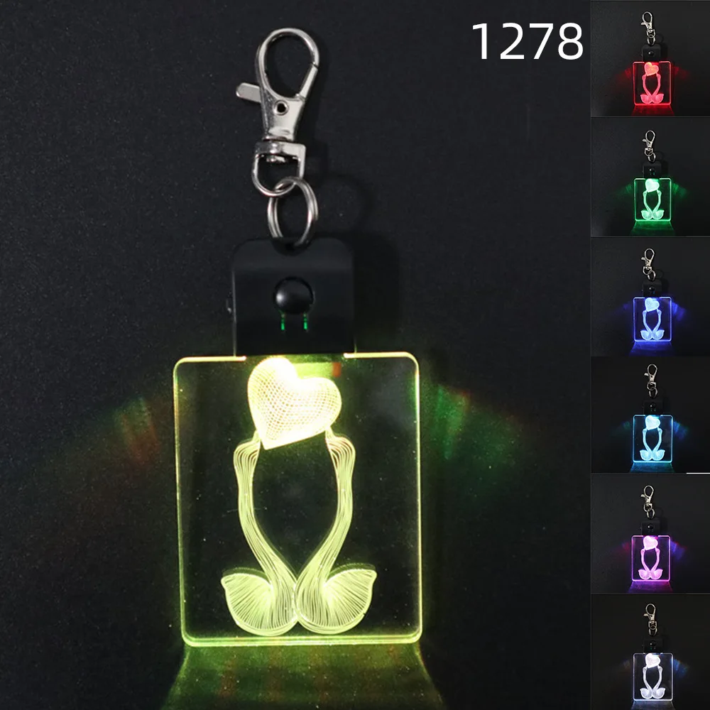 Прямая поставка креативный индивидуальный квадратный светодиодный брелок для