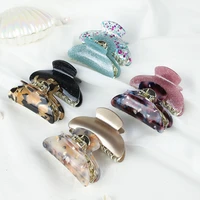 2pcs shiny acrylic acetate large crab hair claw clips barrette women girls plastic ponytail holder clamp make up accessories set