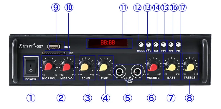 Kinter 007 усилитель звука аудио для динамика 30 Вт* 2CH AC источник питания DC12V Поддержка bluetooth 4,2 USB TF вход FM металлический корпус