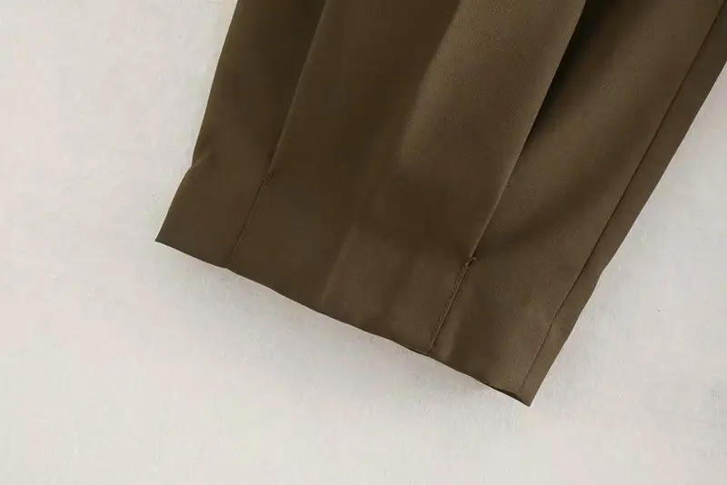 Vintage Stylish Office Wear Solid Straight Pants Women Fashion Zipper Fly Pockets Female Ankle Trousers Pantalones Mujer