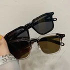 Солнцезащитные очки с прозрачными линзами UV400 для мужчин и женщин, небольшие винтажные прямоугольные солнечные очки в стиле ретро, в металлической квадратной оправе, 1 шт.