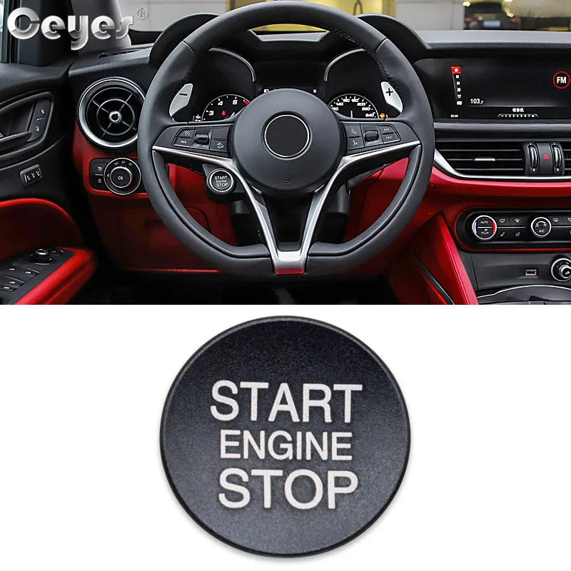 Black Button Cover Ceyes автостайлинг кнопка запуска двигателя кольцо Крышка для Alfa Romeo Mito 159 147 156 Giulietta Stelvio 166 аксессуары для интерьера - Название цвета: Black Button Cover
