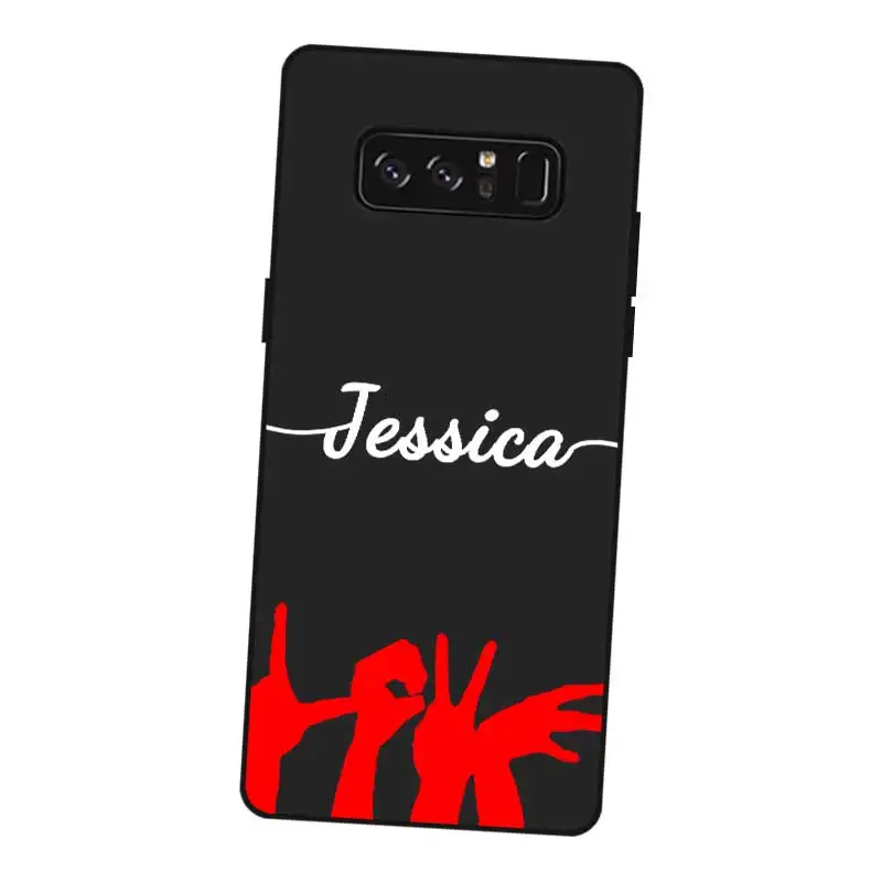 Flower Custom Name DIY Black Soft TPU Silicone Case Cover For Samsung Galaxy Note 3 4 5 8 9 10 Plus M10 M20 M30 Grand Prime |