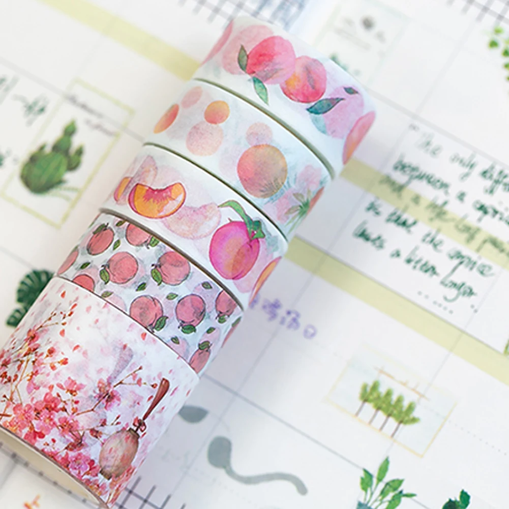 5 Rolls Flower Leaves Washi Tape Set Stationery Gift Scrapbook Album Decoration | Канцтовары для офиса и дома